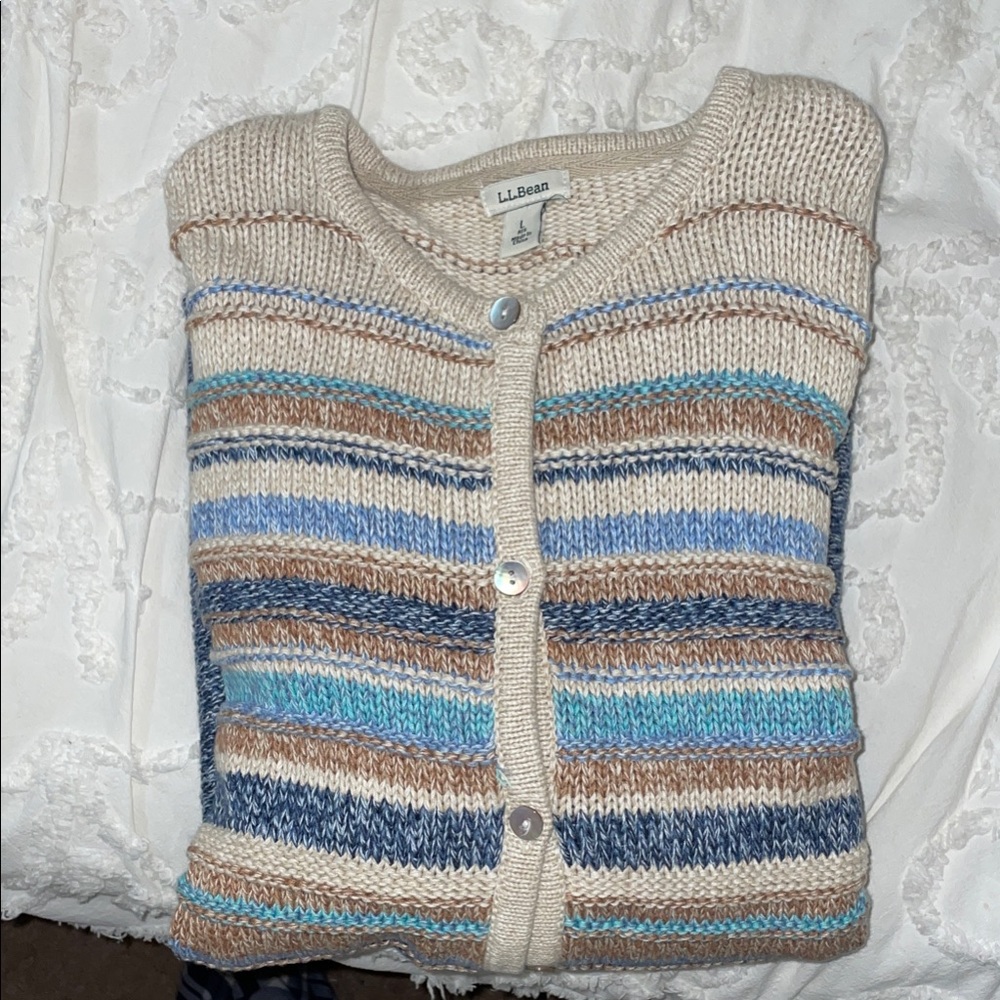 L.L. Bean Women's Multicolor Striped Cardigan